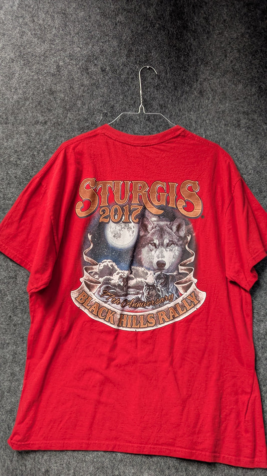Vintage Sturgis 2017 Black Hills Rally T-Shirt – Red – 77th Anniversary