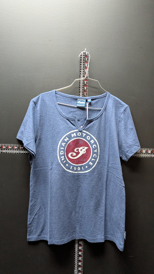 Indian Motorcycle Women’s Graphic Tee – Blue Logo Shirt Size Large NWT