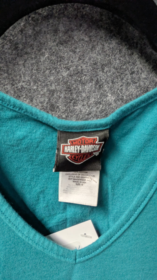 Harley-Davidson Women’s Skull Graphic Tank Top – Teal – Size M – Made in USA