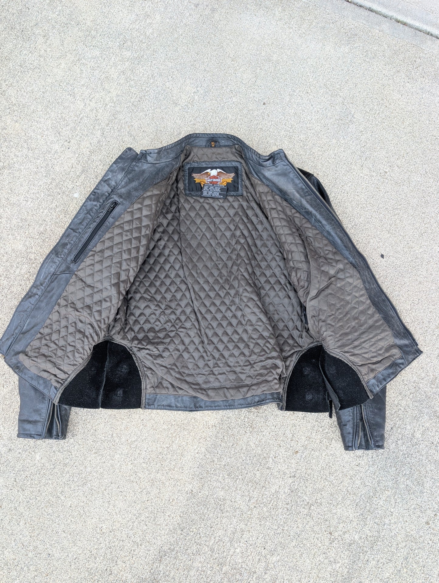 Harley-Davidson Women’s Distressed Leather Riding Jacket Lace Side – Size XL