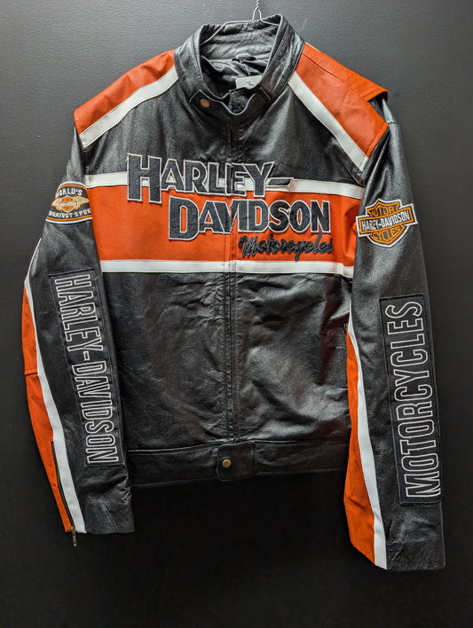 Patched Harley xl leather jacket