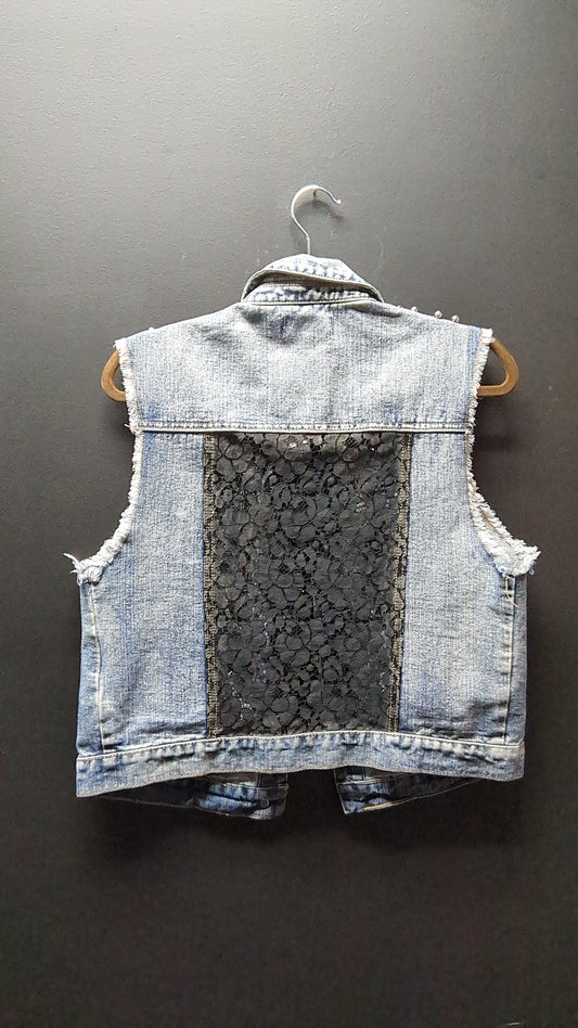Gems & Lace! Jean vest