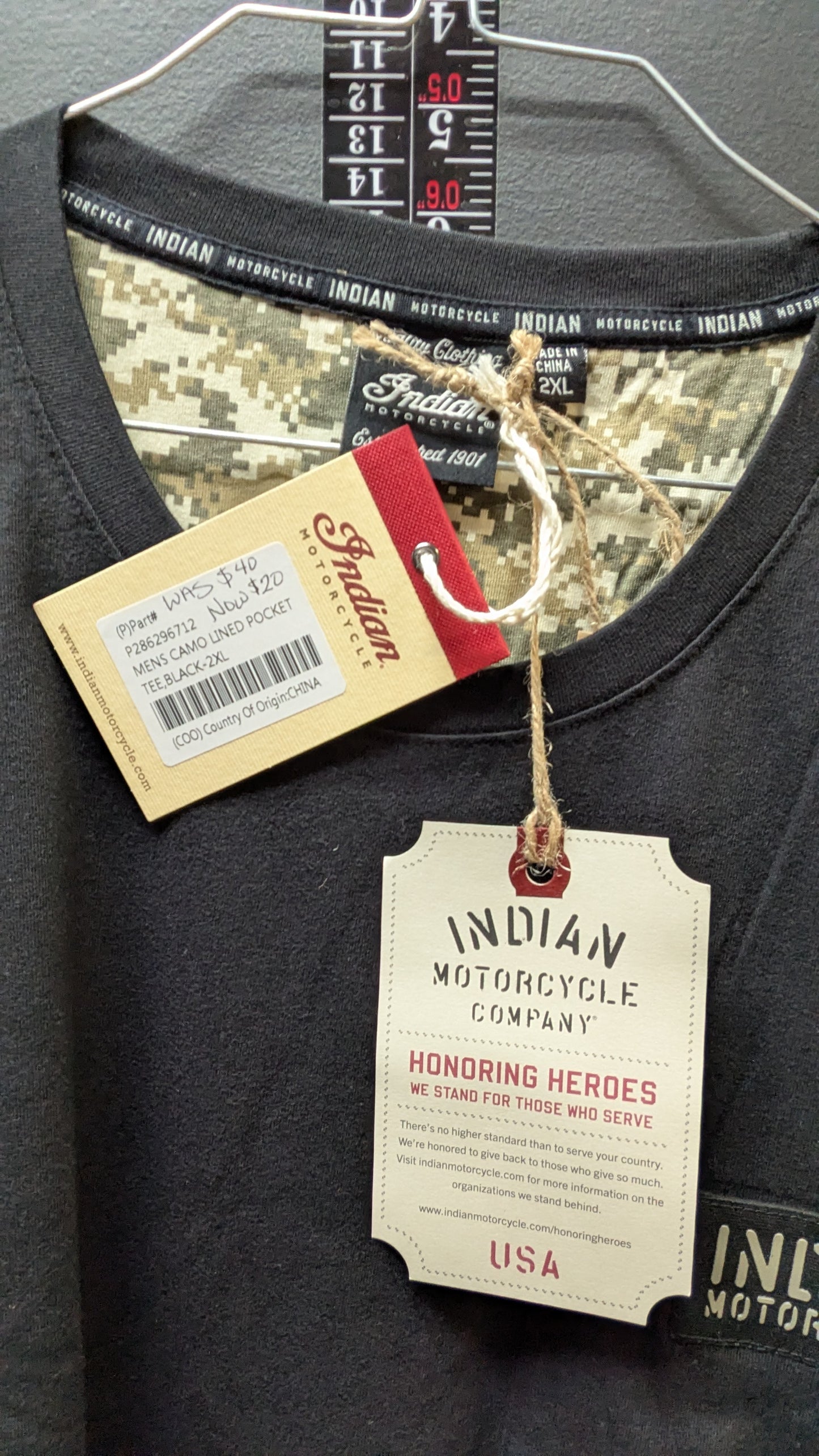 New! Indian Motorcycle Men's. Pocket Tee -2XL