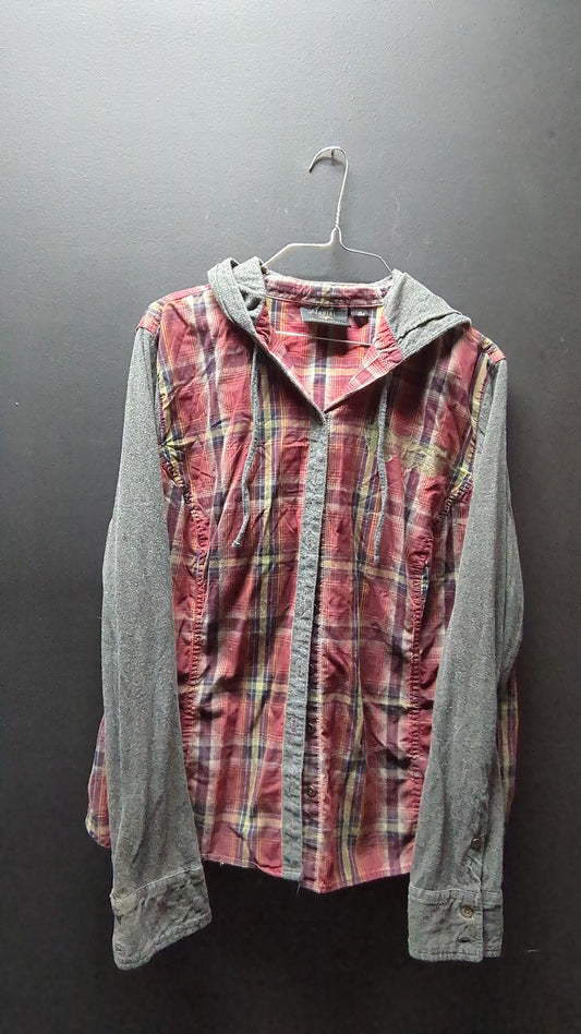 Woman's Harley XL Hooded Long Sleeve Button up