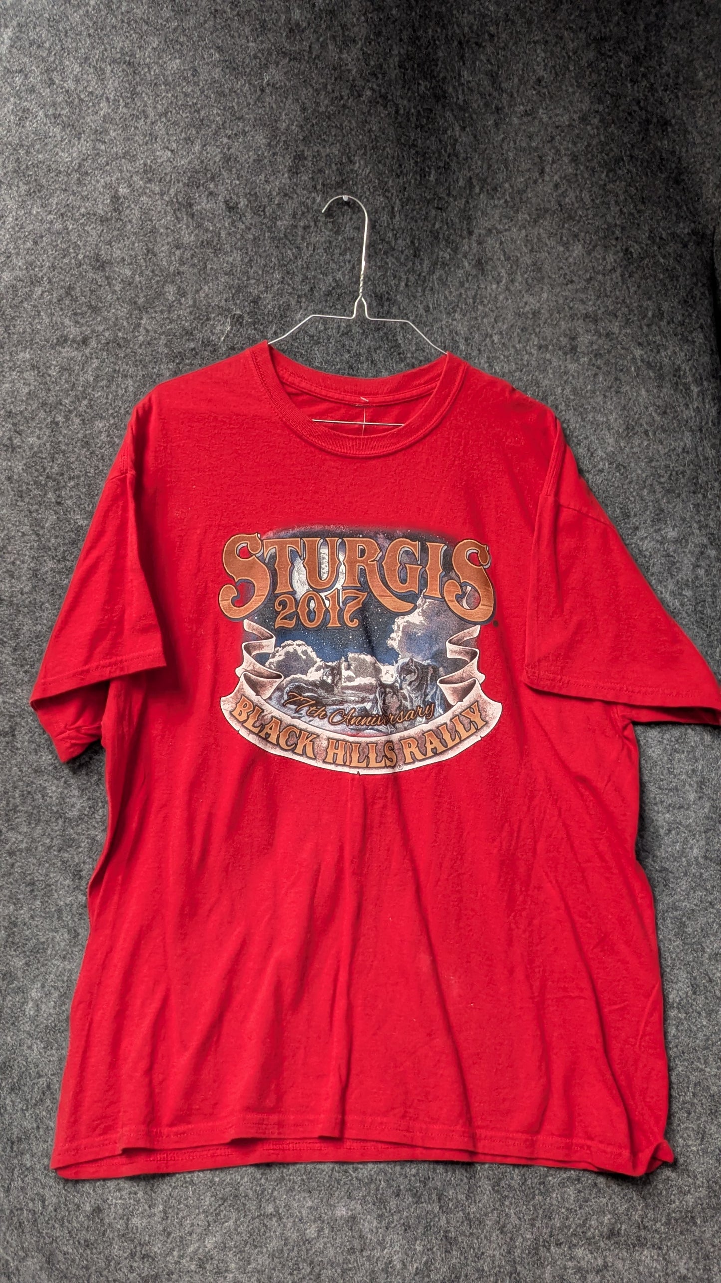 Vintage Sturgis 2017 Black Hills Rally T-Shirt – Red – 77th Anniversary