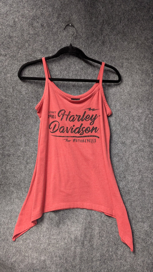 Harley-Davidson Women’s Asymmetrical Tank Top – Coral – Sturgis Back Hit