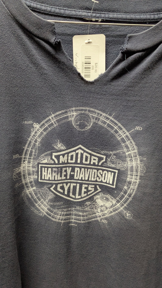 Harley-Davidson York PA Graphic T-Shirt – Distressed Cut Neck Blue Tee