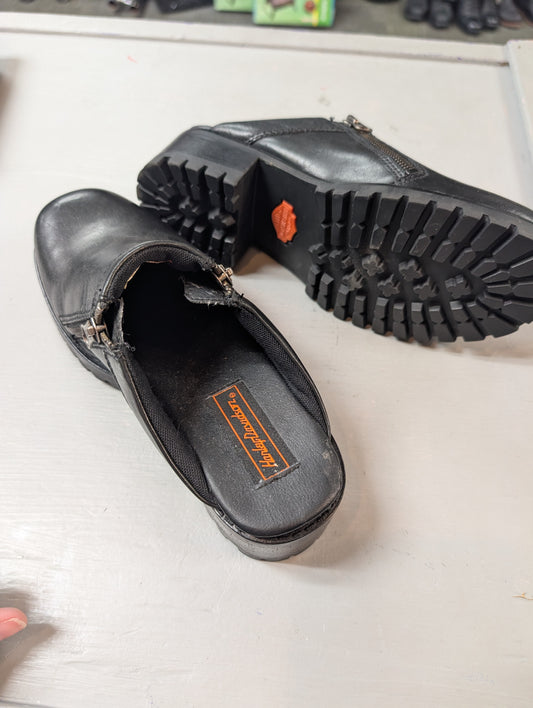 Harley-Davidson black leather zip-up clogs size 7
