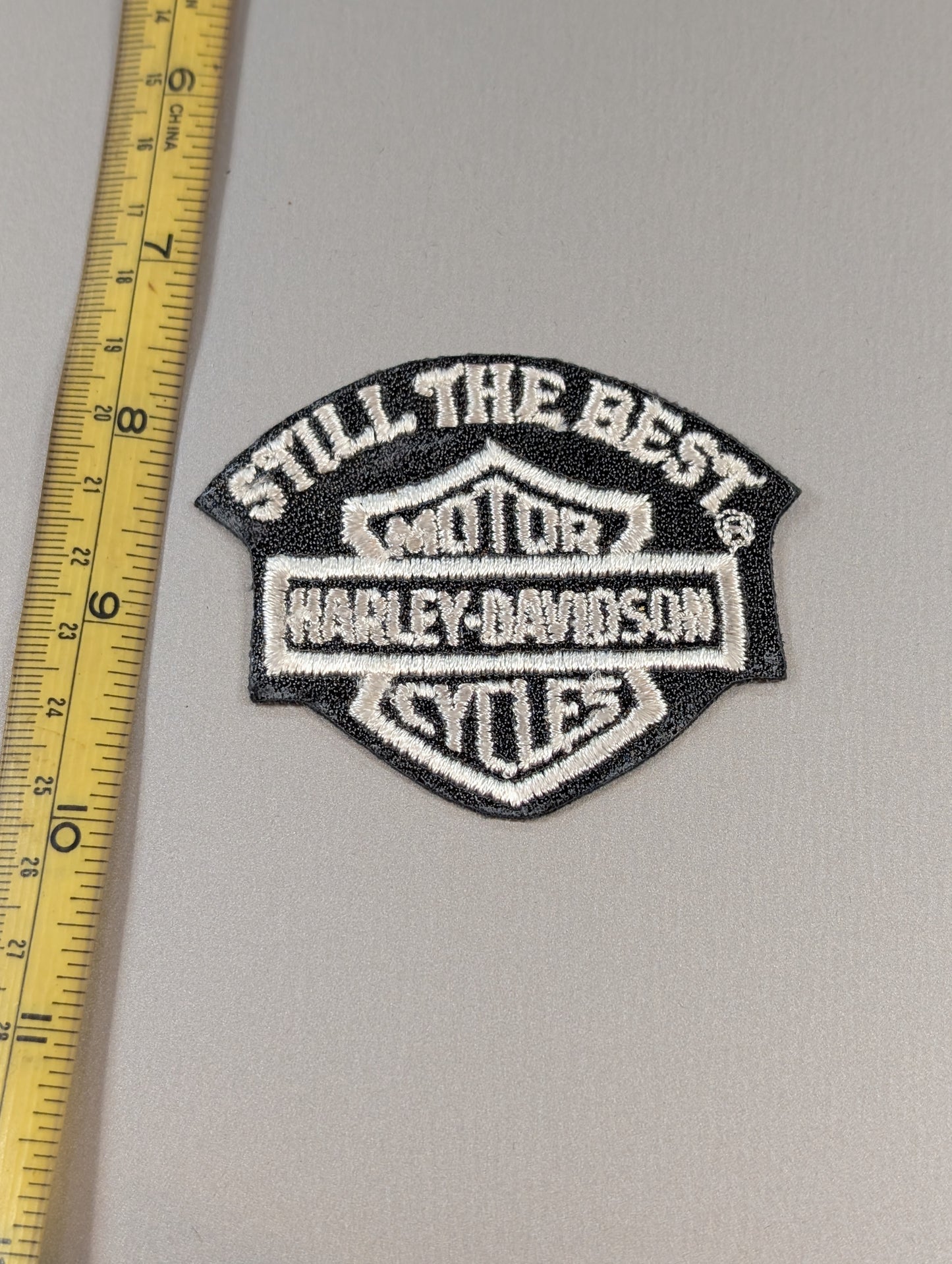 Vintage Harley-Davidson “Still the Best” Patch – Black & White Bar & Shield
