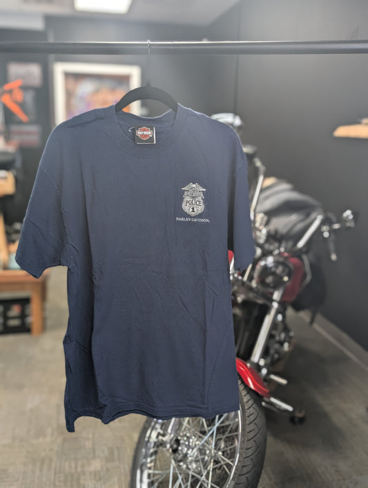 Embroidered Badge Police Harley Davidson Men's Large Tshirt
