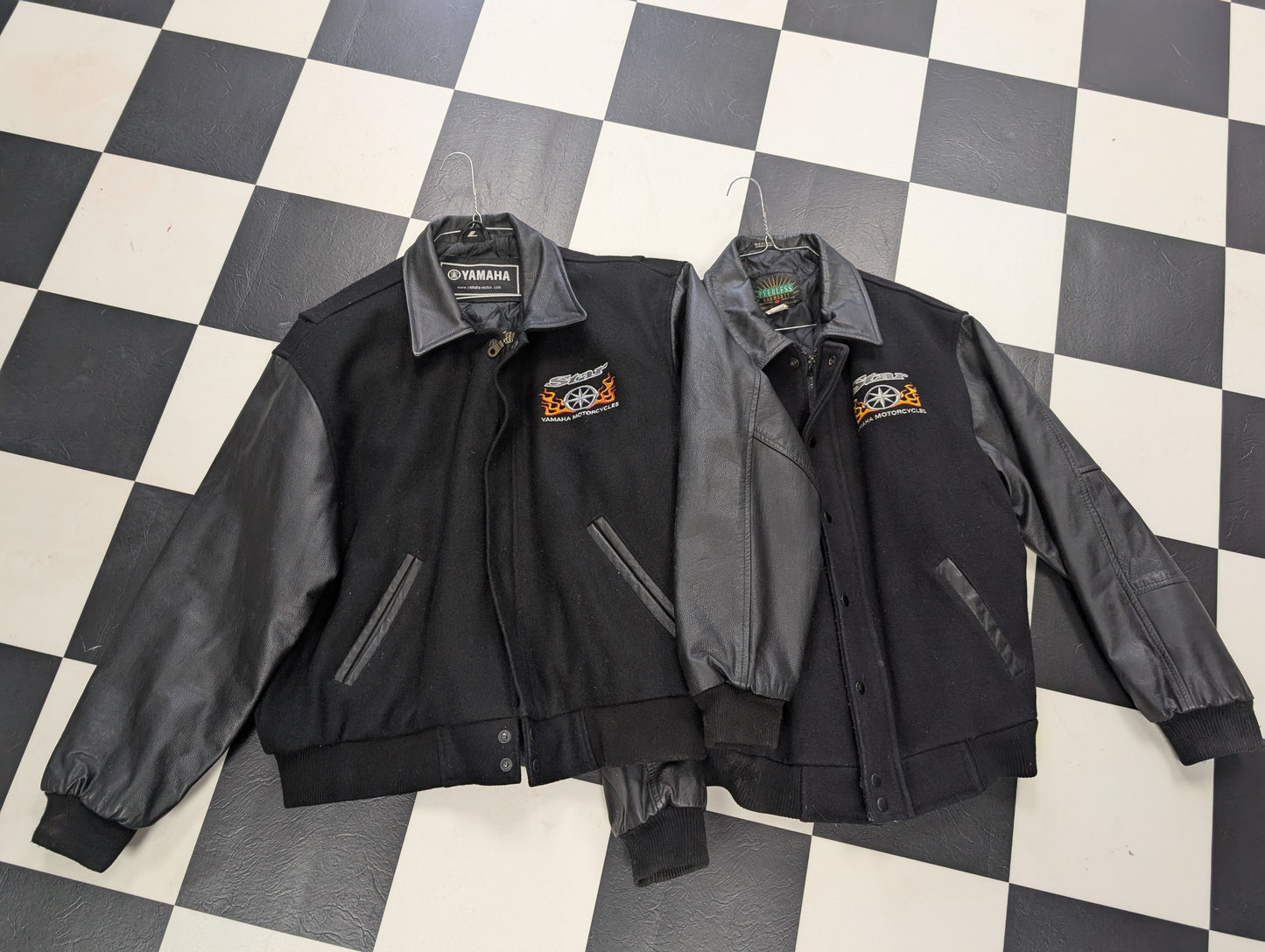 Star Yamaha Black Motorcycle Jacket With Leather Trim