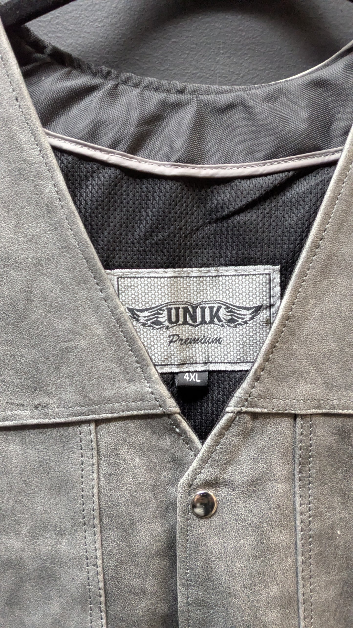 Unik Premium Men's Leather Gray Vest - 4XL