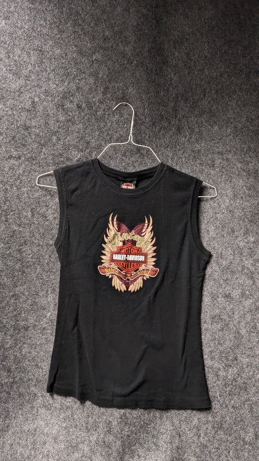 Harley-Davidson Women’s “Vintage Rock & Roll” Sleeveless Tee – Size L – Victorville Dealer Back