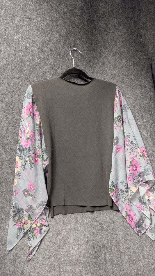 Jimi Hendrix Festival Graphic Top with Floral Boho Sleeves