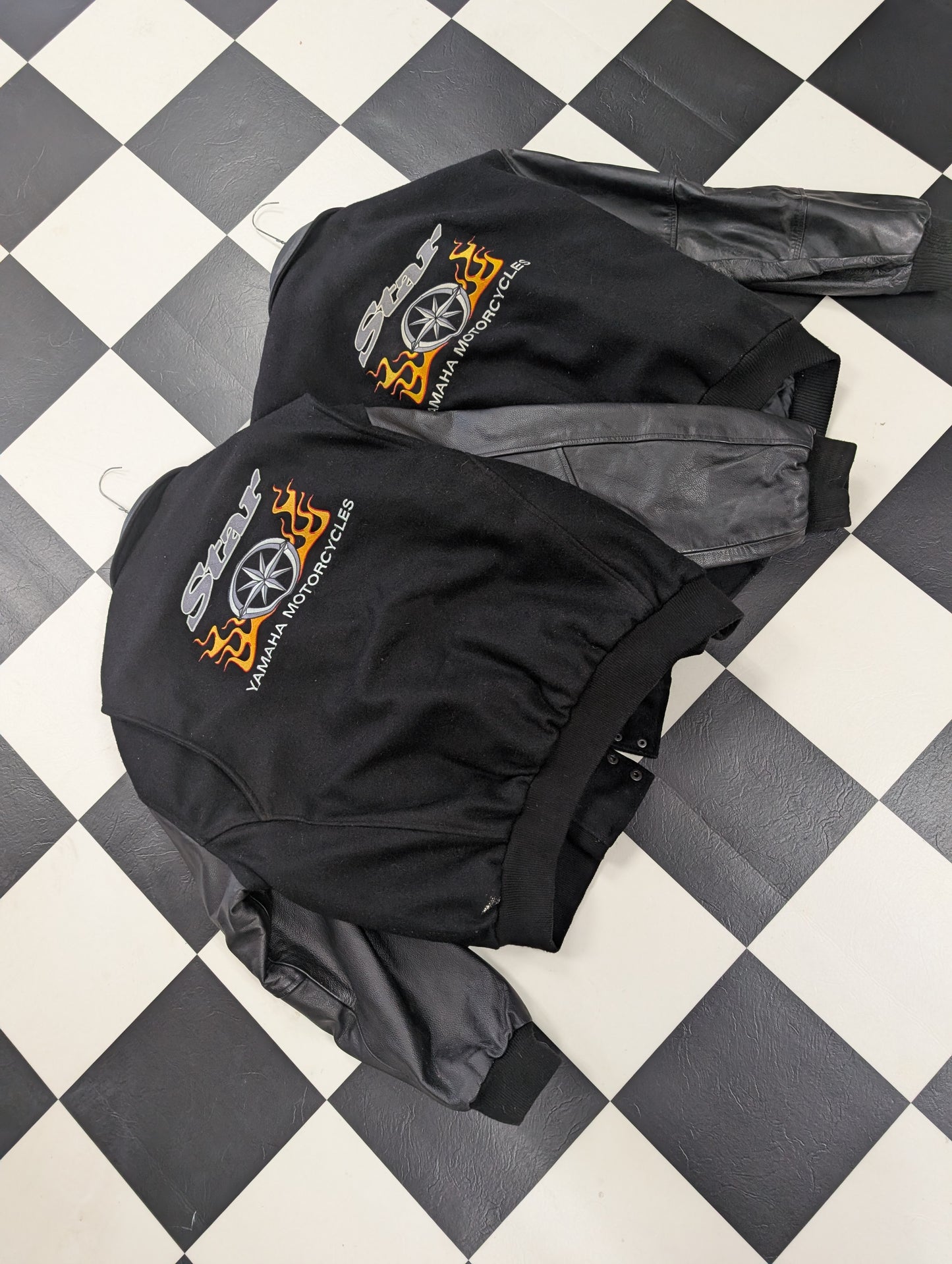 Star Yamaha Black Motorcycle Jacket With Leather Trim