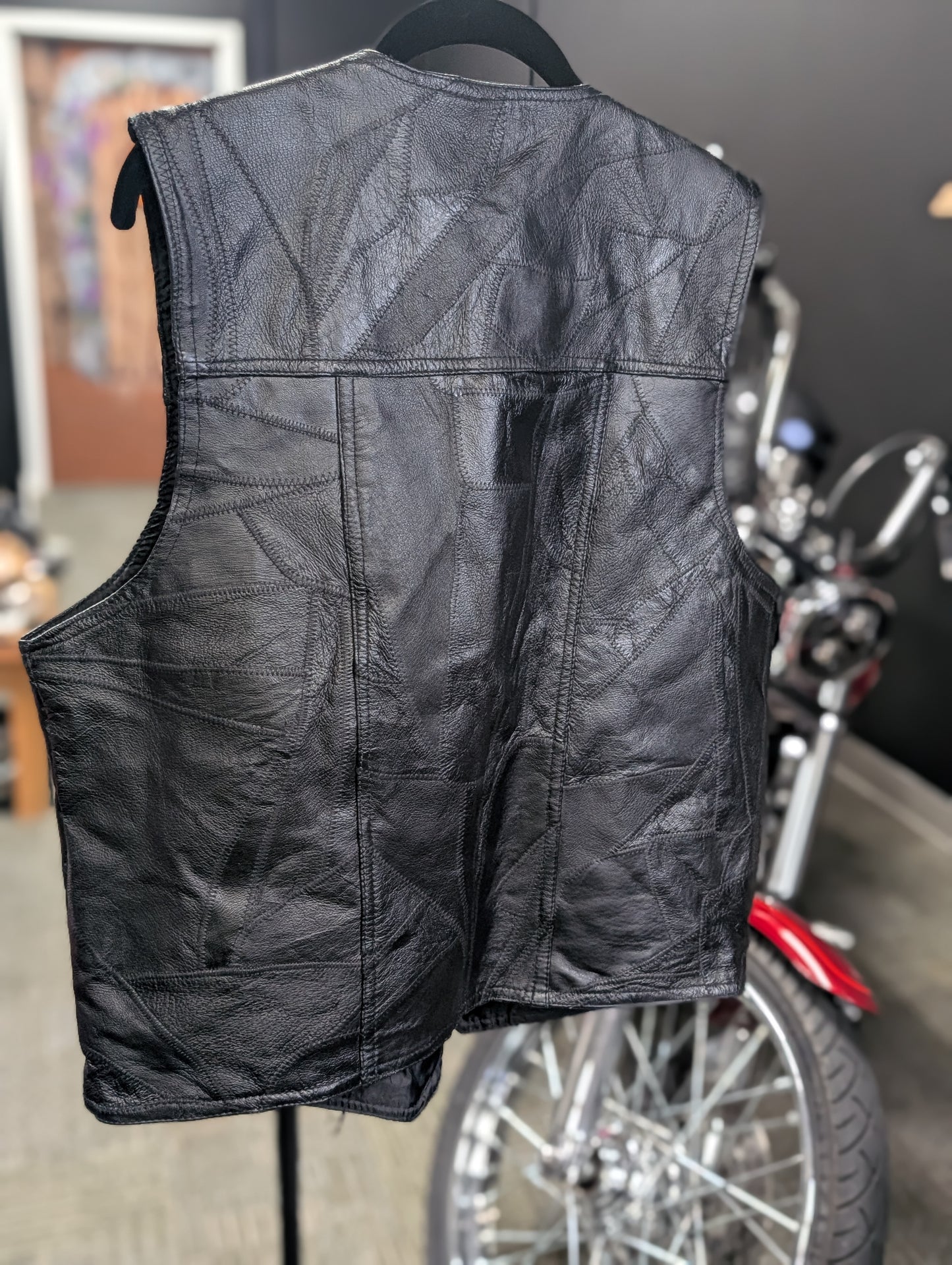 Italian Stone Genuine Leather Vintage Patchwork Vest