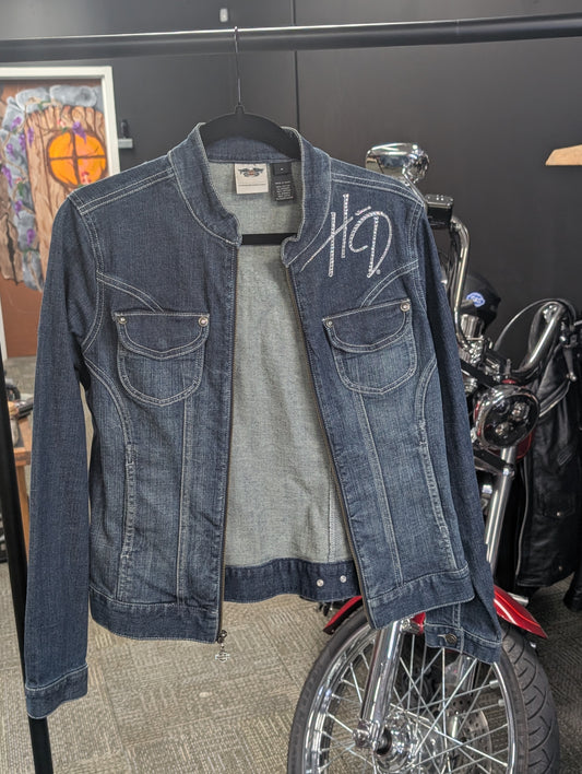 Vintage Y2K Harley Davidson Denim Women's Jean Jacket size Medium