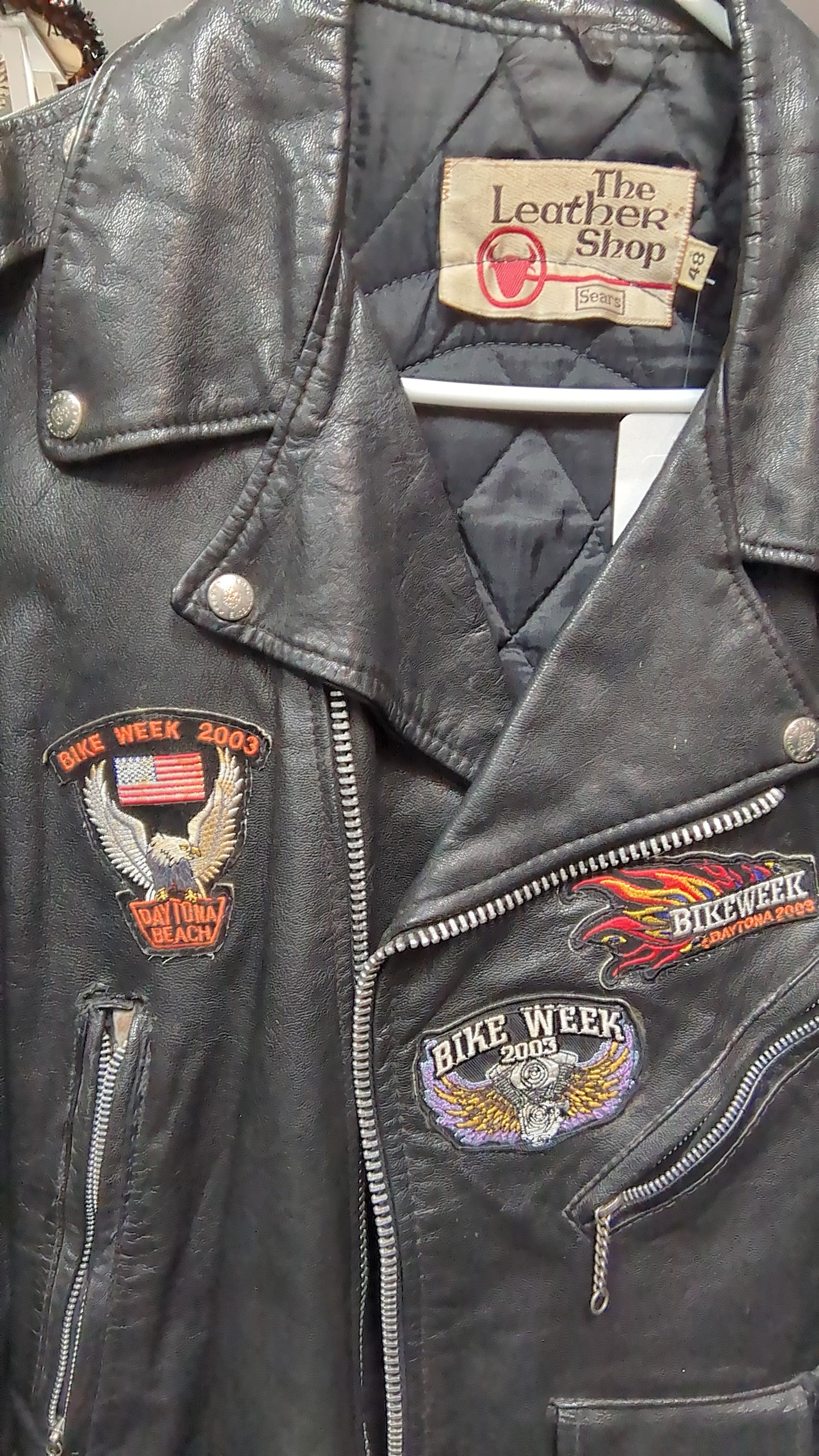 Vintage Leather Jacket Size 48/2XL with Harley Davidson Patches