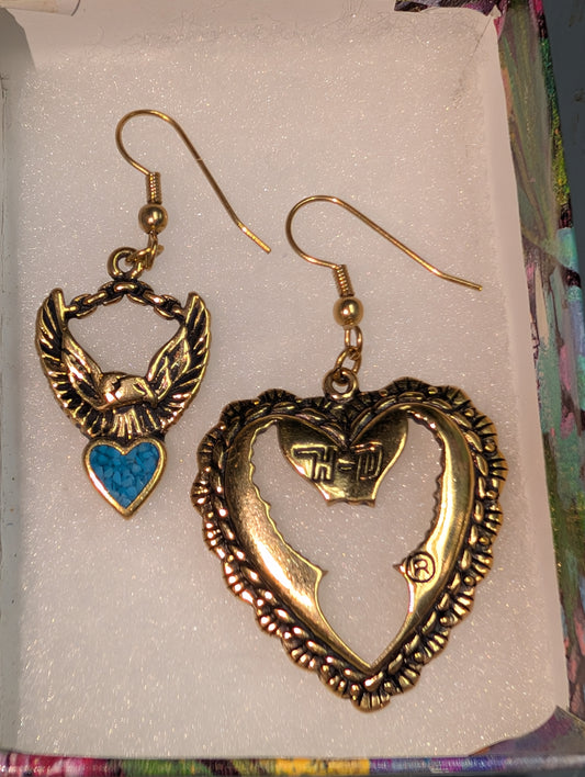 Vintage Harley Eagle turquoise cutout earrings